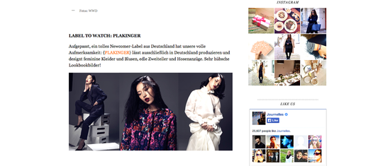 PLAKINGER featured in Journelles Blog Germany