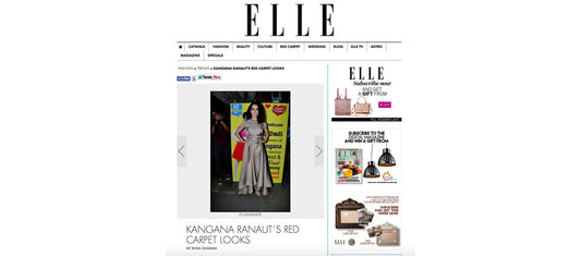 Kangana Ranaut wearing PLAKINGER featured in ELLE India