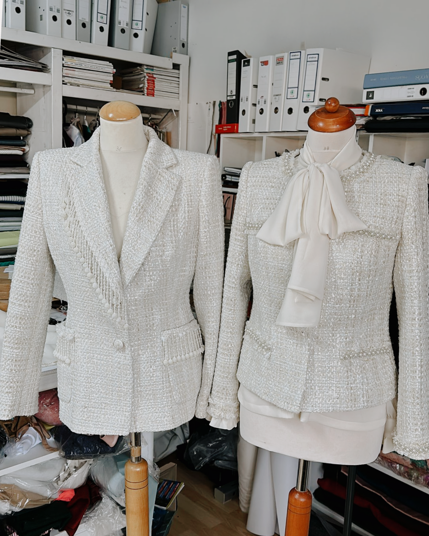 PLAKINGER Bouclé Blazer with Beaded Tassel Fringe – contemporary couture
